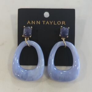 Ann Taylor Pale Lavender Resin Drop Earrings with Gold Accents